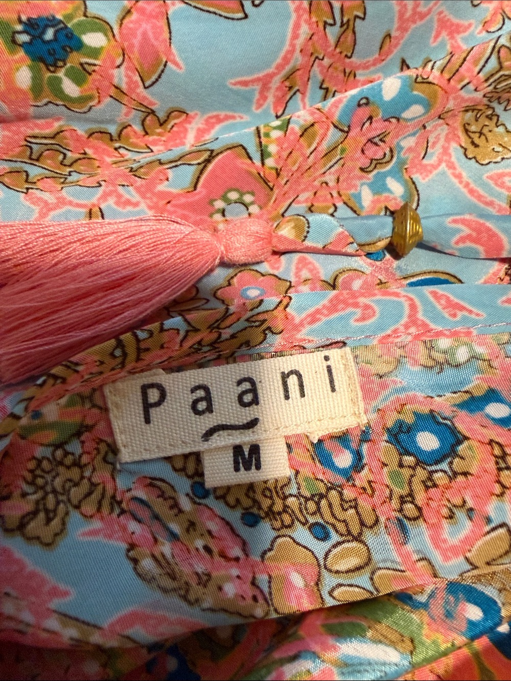 Boho Floral Tie-Back Maxi Dress in Pink and Blue - Picture 3 of 3